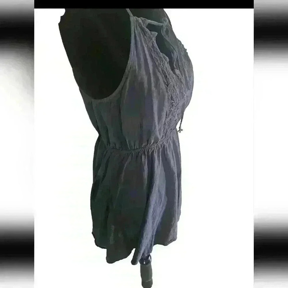 Intimately Free Free People Womens Blue Boho Crochet Neck Short Swing Dress XS - Picture 3 of 14